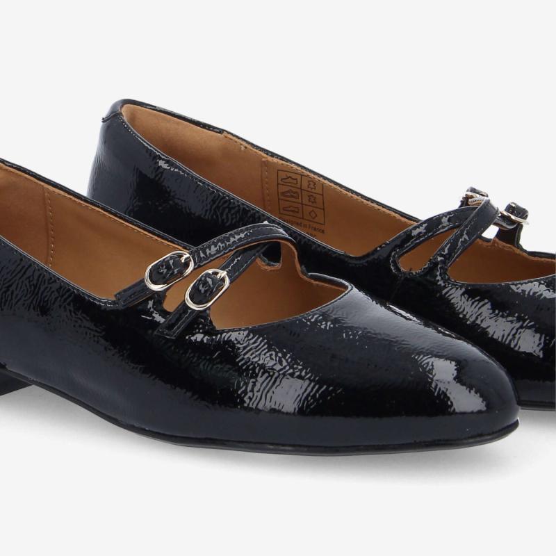 FLORA BALLERINA W - WRINKLED PATENT - NOIR